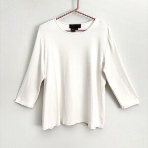 Nina McLemore White 3/4 Sleeve Round Neck Blouse Women’s Size XL Top